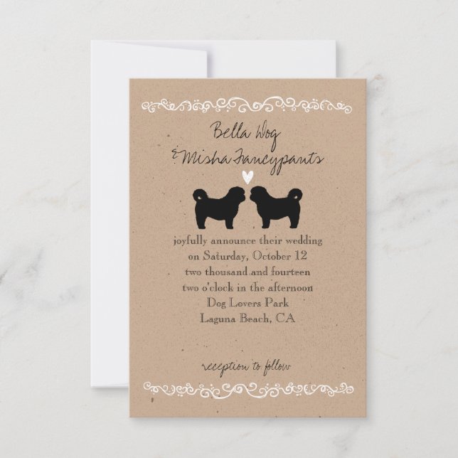 Invitation Carton d'invitation de mariage avec silhouettes de (Devant)