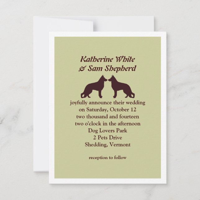 Invitation Carton d'invitation de mariage avec silhouettes de (Devant)