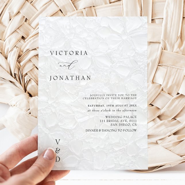 Invitation Carton d'invitation de mariage blanc à monogramme  (Créateur téléchargé)