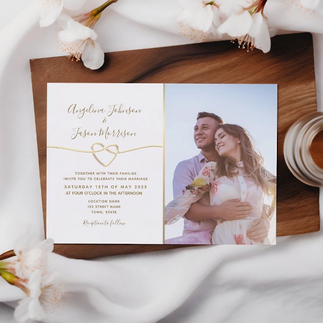 Invitation Carton d'invitation de mariage blanc classique ave (Créateur téléchargé)