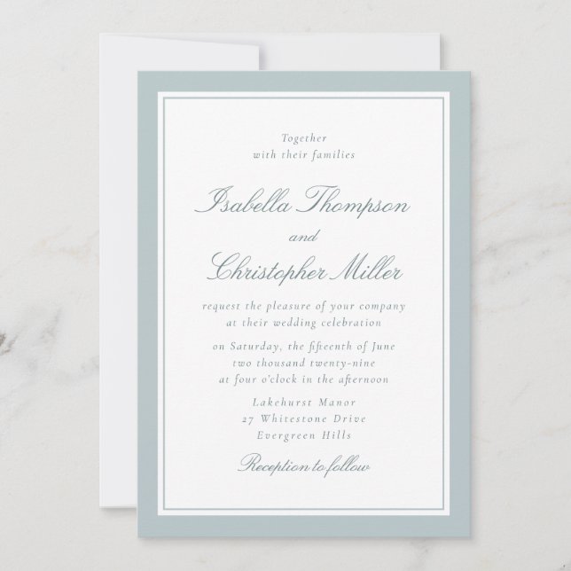 Invitation Carton d'invitation de mariage blanc élégant avec  (Devant)