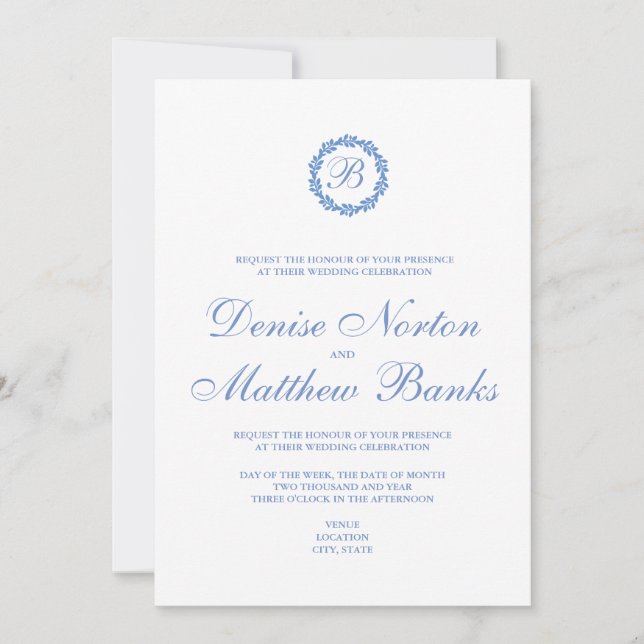 Invitation Carton d'invitation de mariage Bleu Barbeau (Devant)