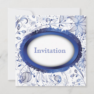 Invitation carton d'invitation de mariage bleu et blanc