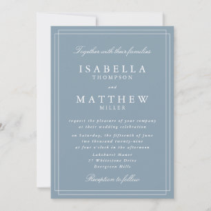 Invitation Carton d'invitation de mariage bleu gris élégant a