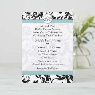 Invitation Carton d'invitation de mariage bleu piscine Aqua D