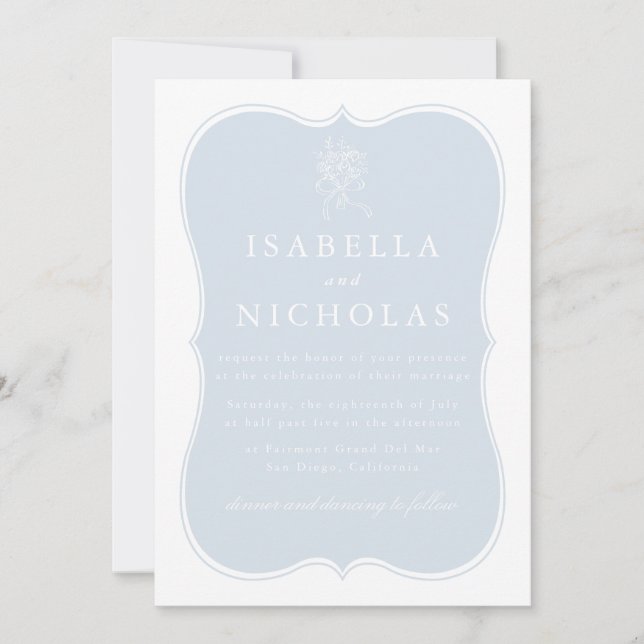 Invitation Carton d'invitation de mariage Bleu Poudre (Devant)