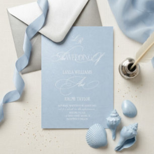 Invitation Carton d'invitation de mariage bleu poudre côtier