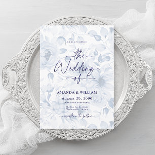 Invitation Carton d'invitation de mariage bleu poussiéreux av