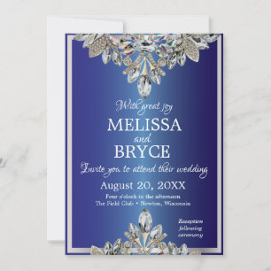 Invitation Carton d'invitation de mariage bleu royal avec dia