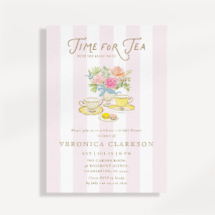 Invitation Carton d'invitation de mariage «Blush Stripe Time 