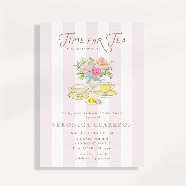Invitation Carton d'invitation de mariage «Blush Stripe Time  (Créateur téléchargé)