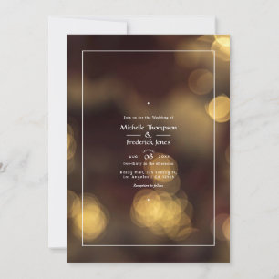 Invitation Carton d'invitation de mariage Bokeh Or