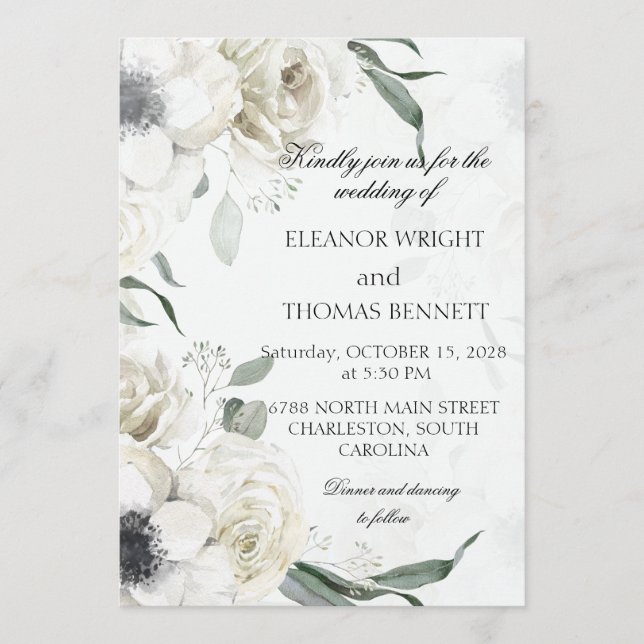 Invitation Carton d'invitation de mariage botanique à la verd (Devant)