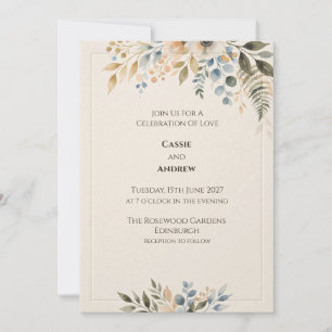 Invitation Carton d'invitation de mariage botanique bleu vert
