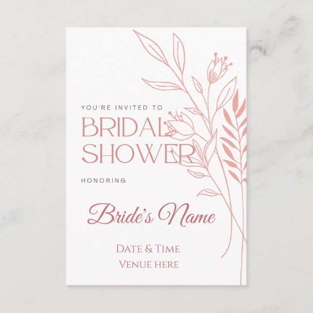 Invitation Carton d'invitation de mariage botanique moderne e (Devant)