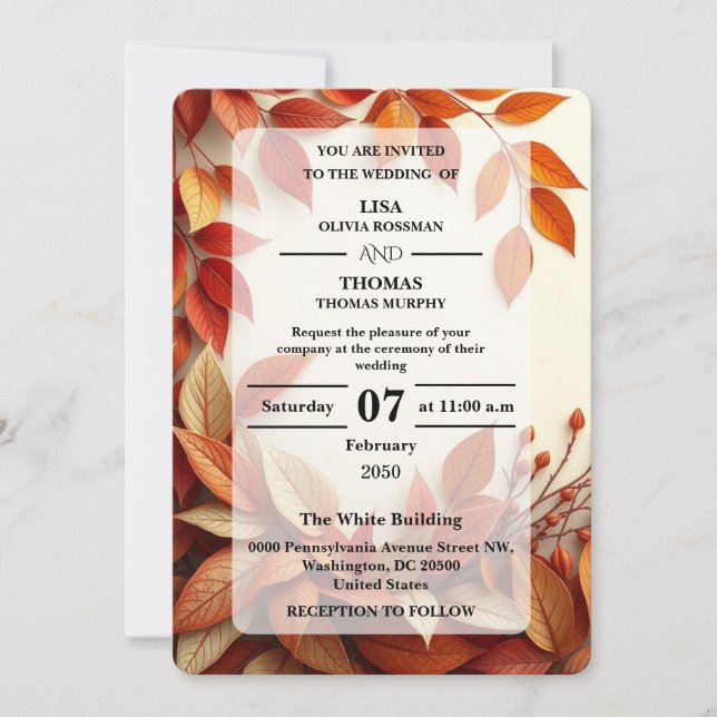 Invitation Carton d'invitation de mariage botanique Olive Rou (Devant)