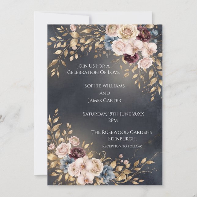 Invitation Carton d'invitation de mariage botanique Or de la  (Devant)