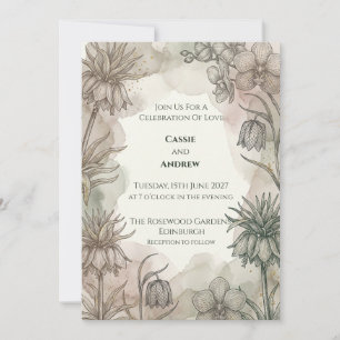 Invitation Carton d'invitation de mariage botanique vert gris