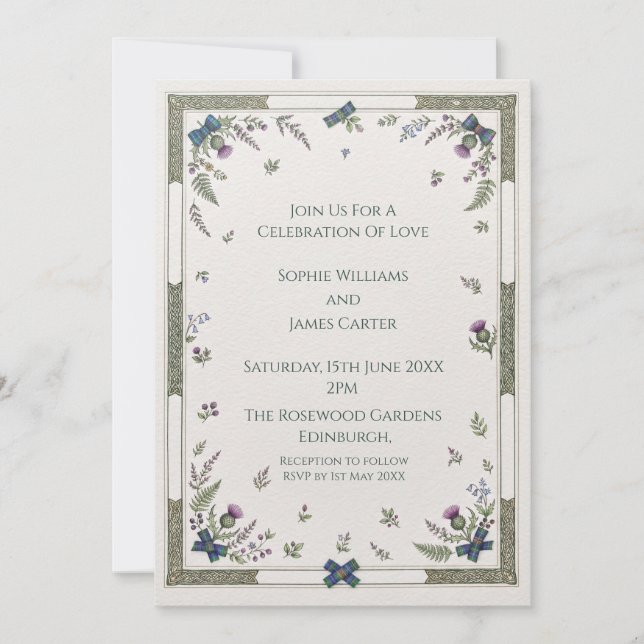 Invitation Carton d'invitation de mariage botanique violet (Devant)