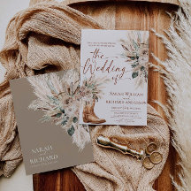 Carton d'invitation de mariage Bottes florales de 