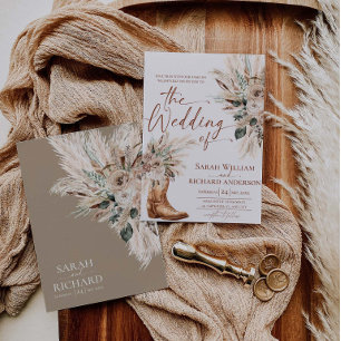 Invitation Carton d'invitation de mariage Bottes florales de