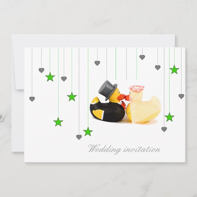 Invitation Carton d'invitation de mariage canards étoiles et  (Devant)