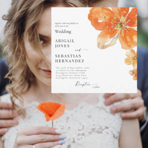 Invitation Carton d'invitation de mariage carré floral aquare