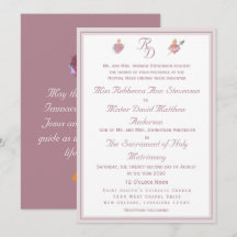 Carton d'invitation de mariage catholique Dusty-Ro