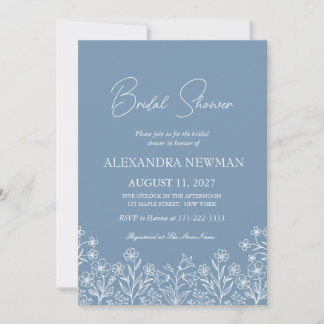 Invitation Carton d'invitation de mariage champêtre bleu pous