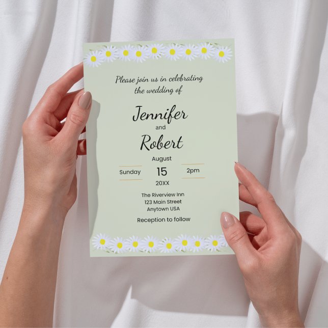 Invitation Carton d'invitation de mariage champêtre Daisy (Créateur téléchargé)