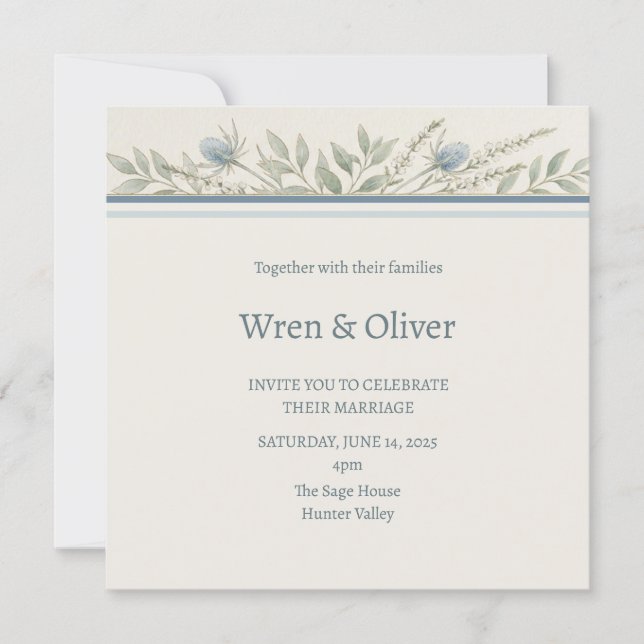 Invitation Carton d'invitation de mariage Chardon Globe Bleu  (Devant)
