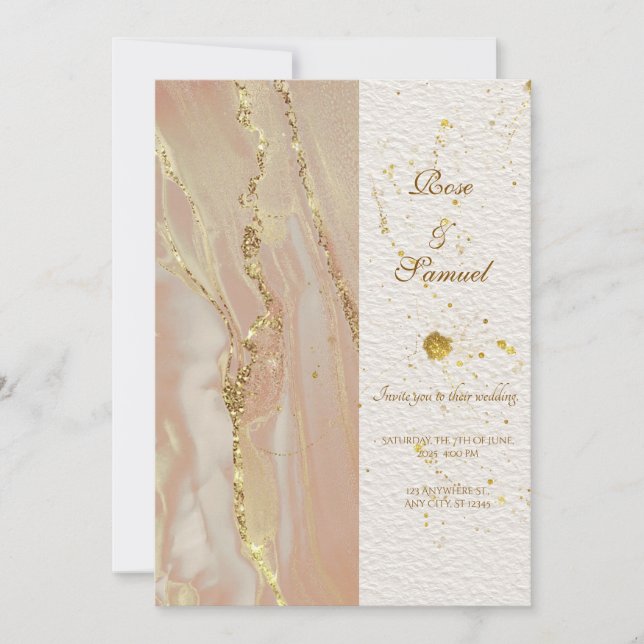 Invitation Carton d'invitation de mariage chic à paillettes e (Devant)