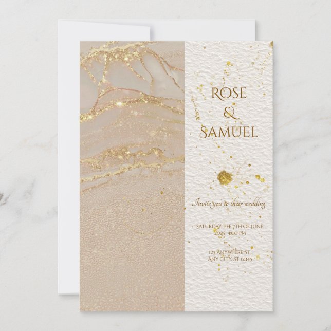 Invitation Carton d'invitation de mariage chic à paillettes e (Devant)