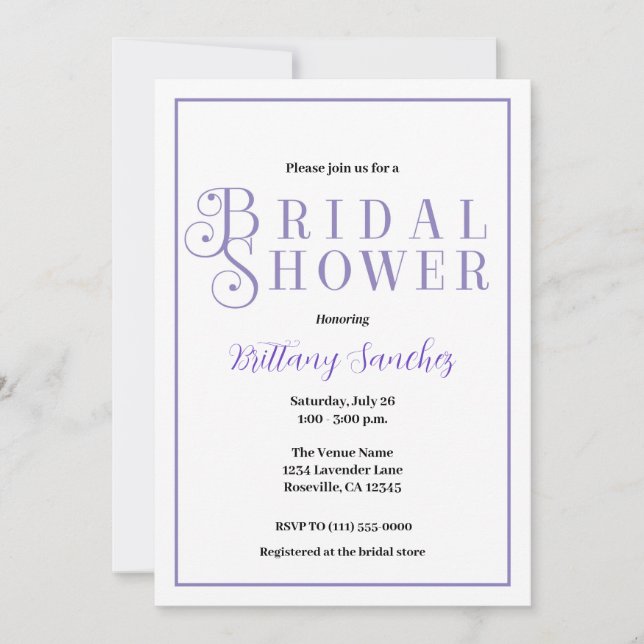 Invitation Carton d'invitation de mariage chic classe Pervenc (Devant)