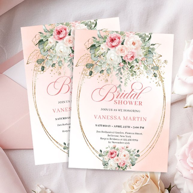 Invitation Carton d'invitation de mariage chic rose et or (Chic Blush and Gold Bridal Shower Invitation)