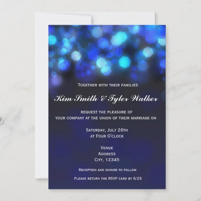 Invitation Carton d'invitation de mariage ciel léger Bokeh Bl (Devant)