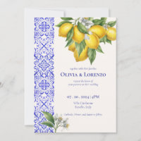 Carton d'invitation de mariage Citron de la Côte d