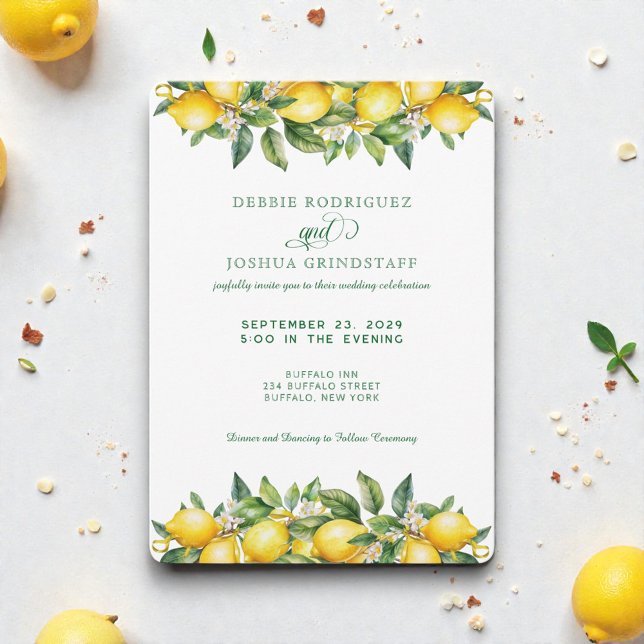 Invitation Carton d'invitation de mariage Citron d'été  (Créateur téléchargé)