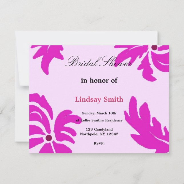 Invitation Carton d'invitation de mariage classe fleuri rose (Devant)
