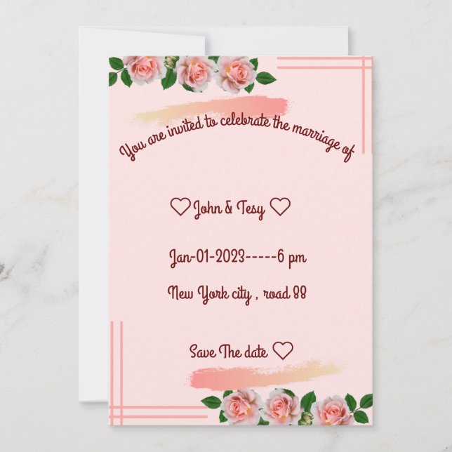 Invitation carton d'invitation de mariage classique  (Devant)