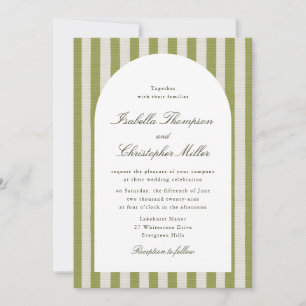 Invitation Carton d'invitation de mariage classique à rayure