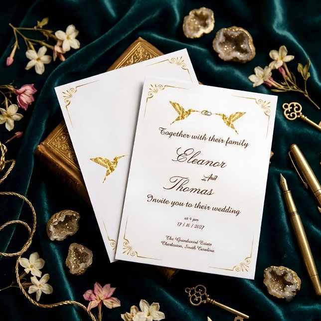 Invitation Carton d'invitation de mariage classique avec bord (Créateur téléchargé)