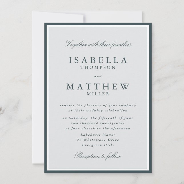 Invitation Carton d'invitation de mariage classique avec cadr (Devant)