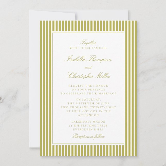 Invitation Carton d'invitation de mariage classique Citrus Gr (Devant)