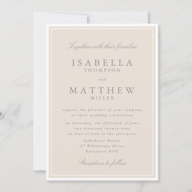 Invitation Carton d'invitation de mariage classique encadré b (Devant)