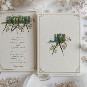 Invitation Carton d'invitation de mariage classique orné de p