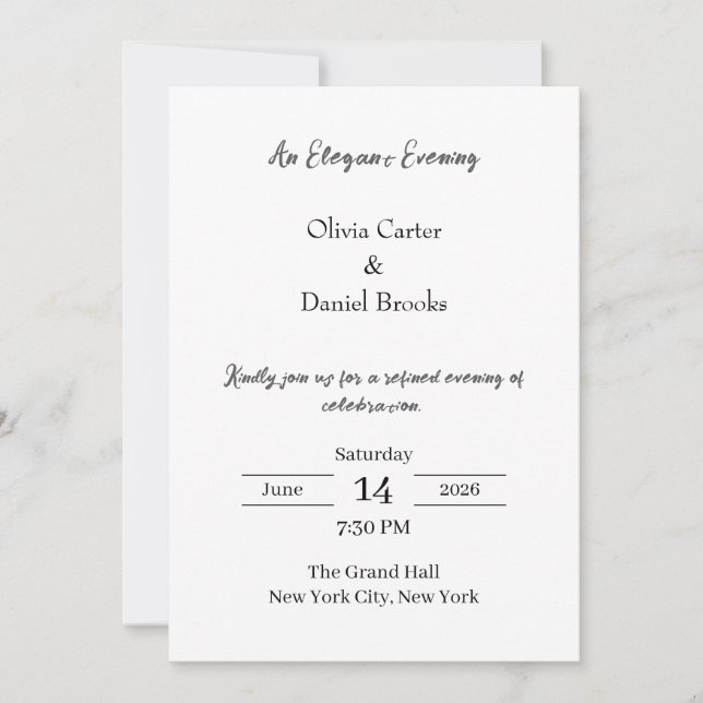 Invitation Carton d'invitation de mariage classique pour soir (Devant)