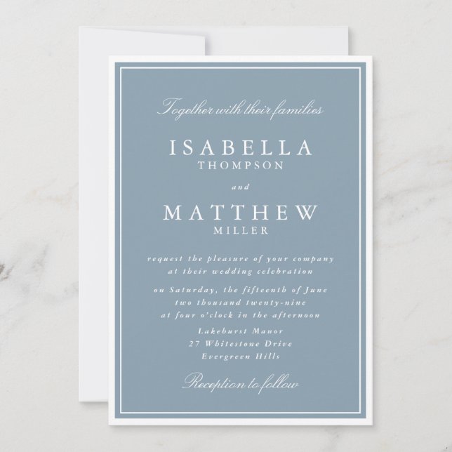 Invitation Carton d'invitation de mariage classique poussiére (Devant)