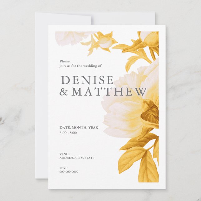 Invitation Carton d'invitation de mariage couleur jonquille (Devant)