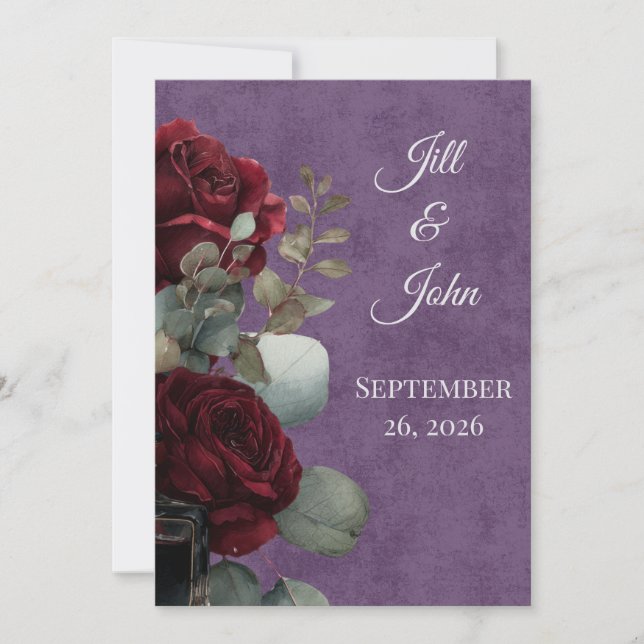Invitation Carton d'invitation de mariage Dark Academia Crims (Devant)